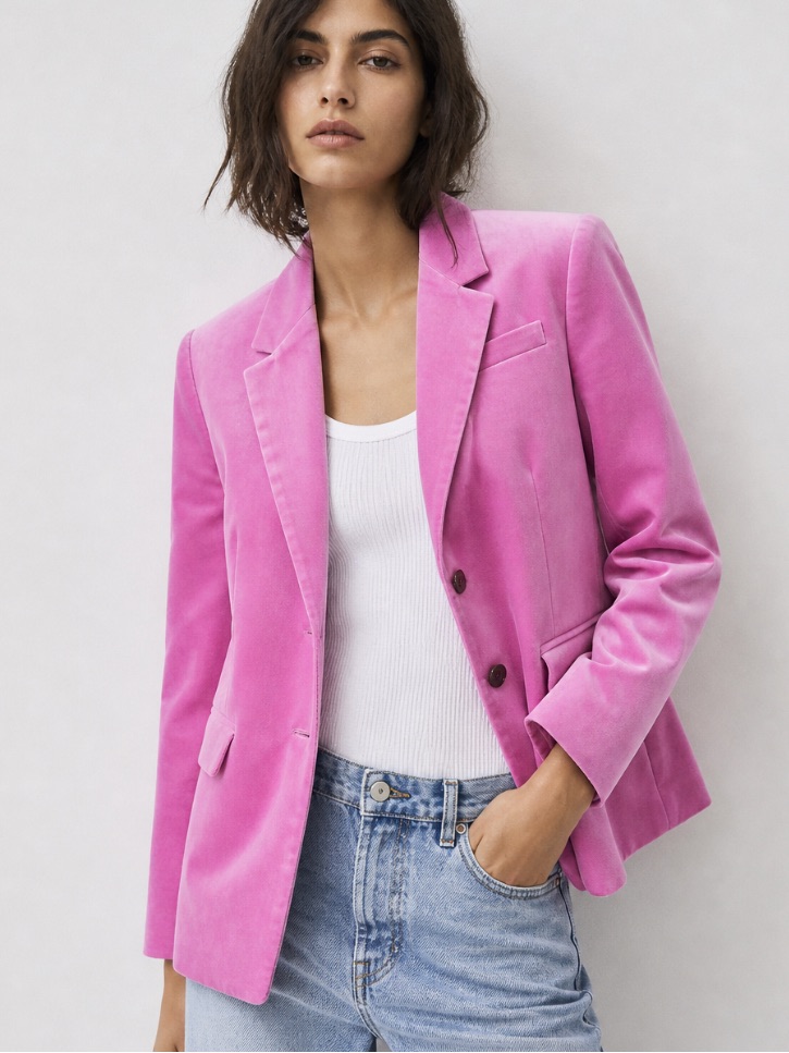 J.Crew Nipped-In Blazer In Stretch Velvet Pressed Dahlia Pink Tailored Size 6p